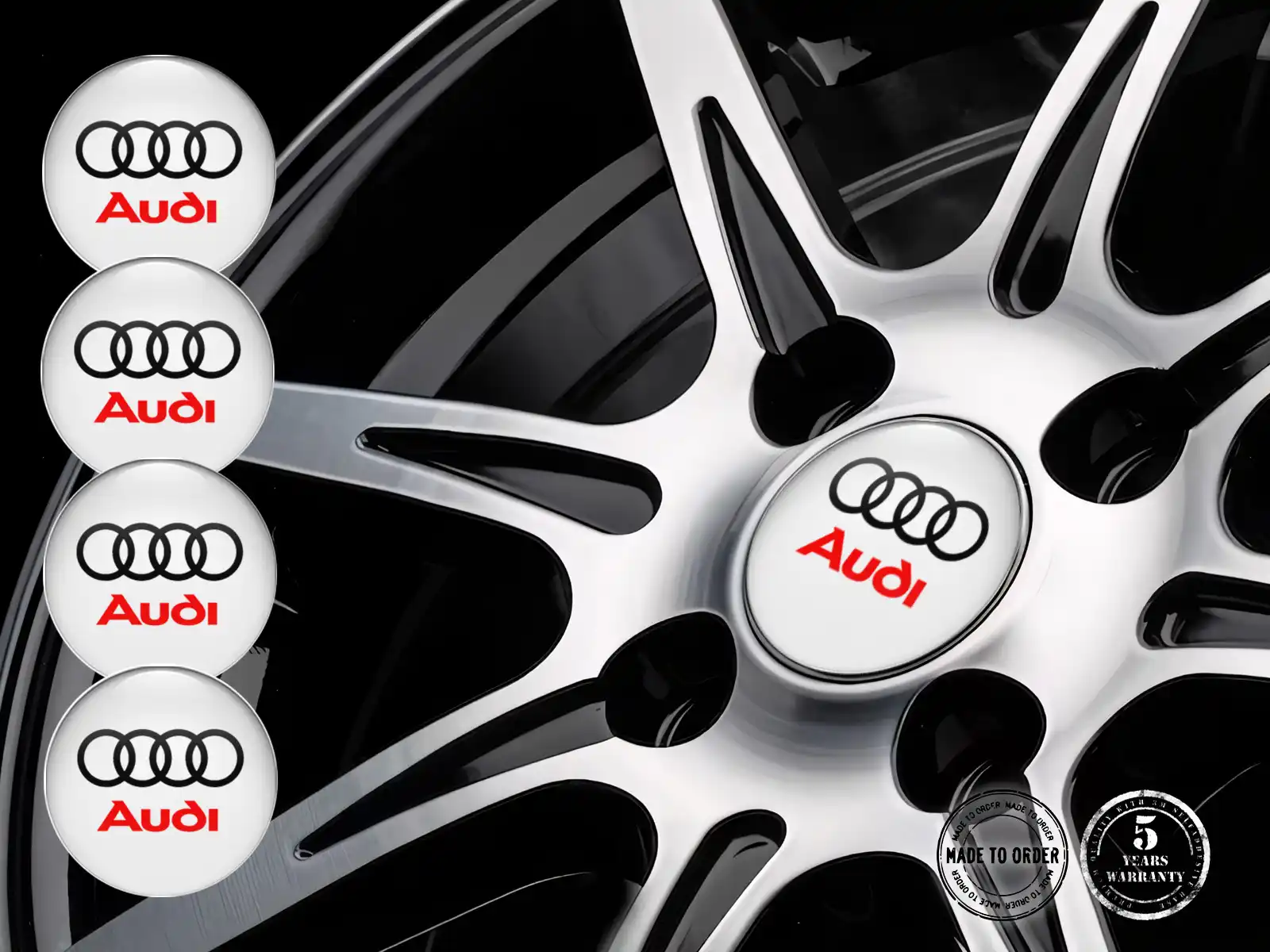 Audi Pegatina de Rueda Edición Logos de Cúpula de Lujo